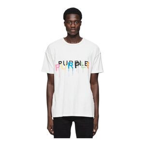 Purple Brand Crew Neck T-Shirt Textured Inside Out Mens White P101